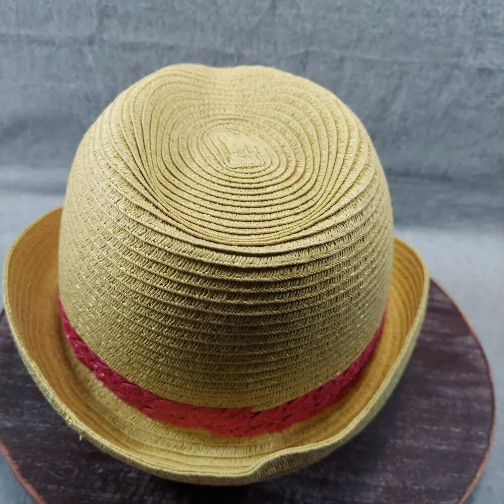 Womens Woven Straw Fedora‎ Hat With Pink Braided Band By Mixit One Size